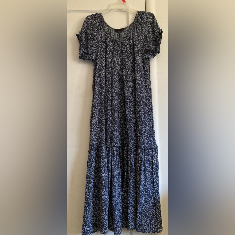 Hatch Blue Tiered A-line Maxi Dress Resort